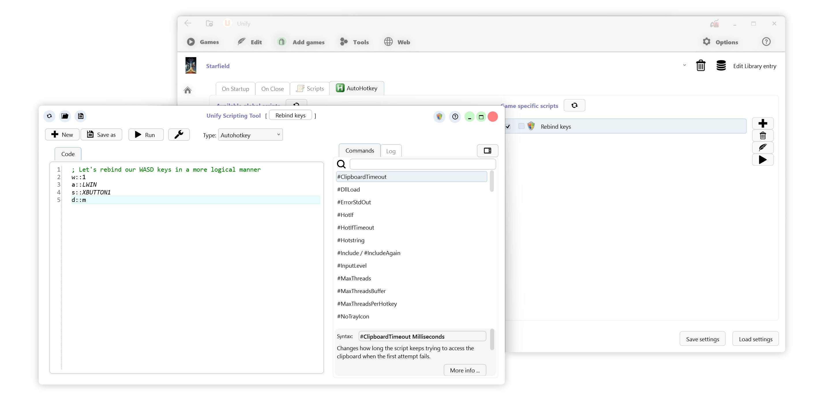 AutoHotkey & Unify screenshot