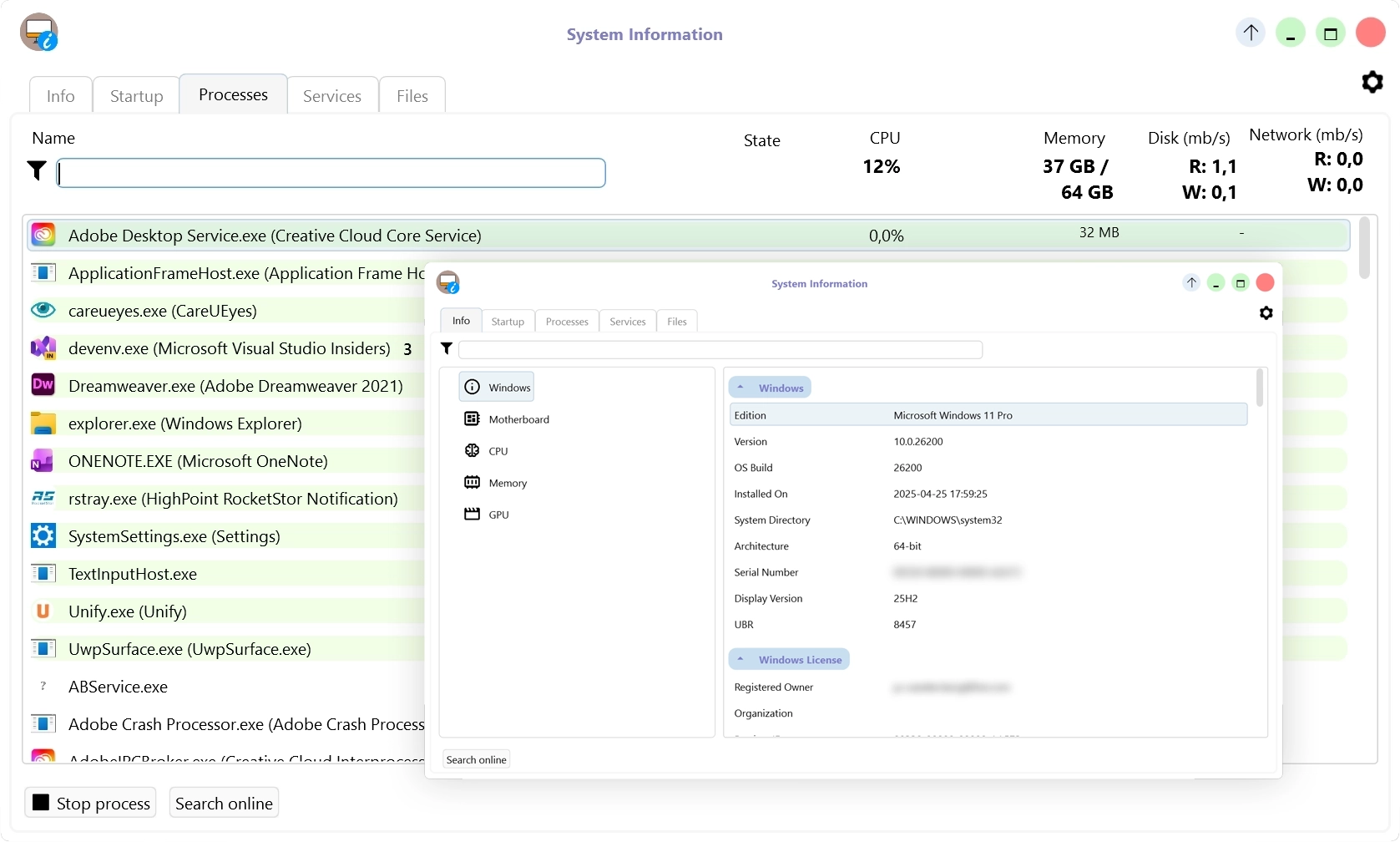 Unify's System Info tool